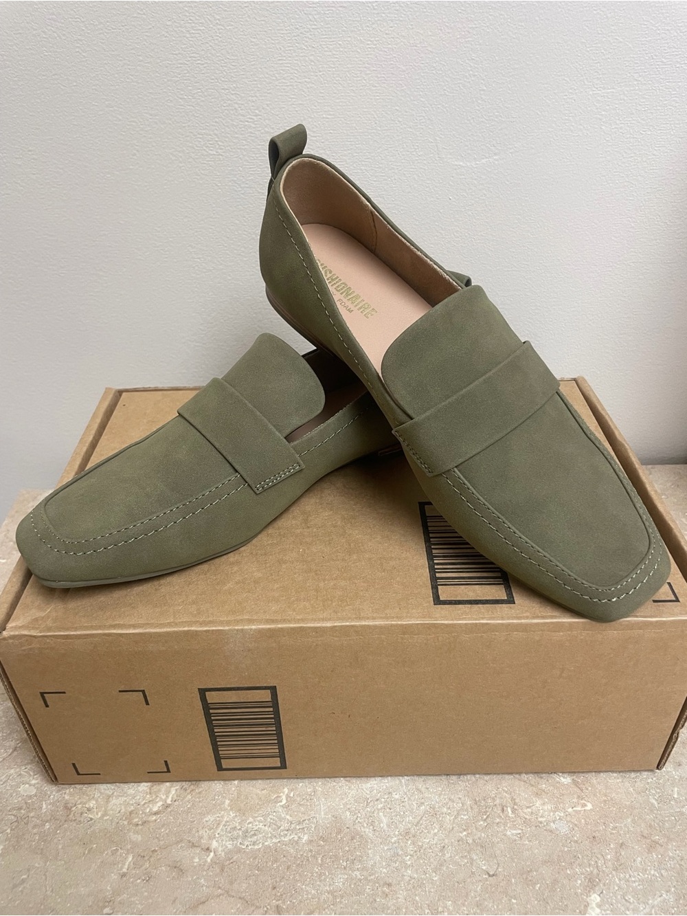 Cushionaire Olive Green Suede Women's Slip-On Loafers - Picture 2 of 7